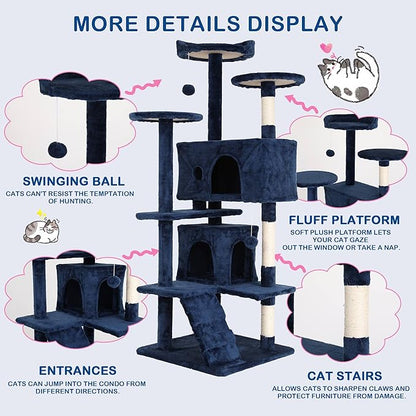 Heavy Duty Cat Tree Tower, Cat Condo, Hanging Ball - Image 4