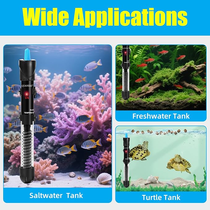 AQUANEAT Aquarium Heater, 200W Fish Tank Heater, Adjustable Submersible Water - Image 9