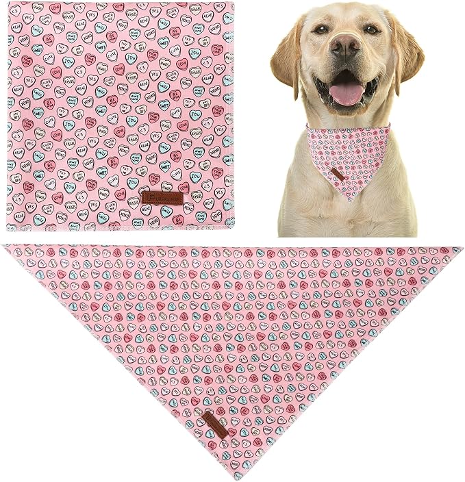 Valentine Dog Bandana, Cotton Pet Kerchief - Image 2