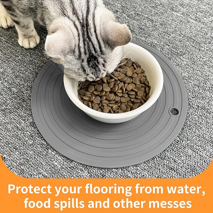 Ptlom 2pcs Pet Placemat for Dogs and Cats, Waterproof Silicone Dog Feeding Bowl - Image 5