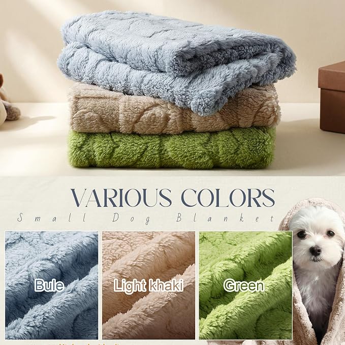 Tegeme 3 Pcs Small Dog Blanket 280 GSM Washable Pet Bed Cover Soft Fluffy Puppy - Image 3