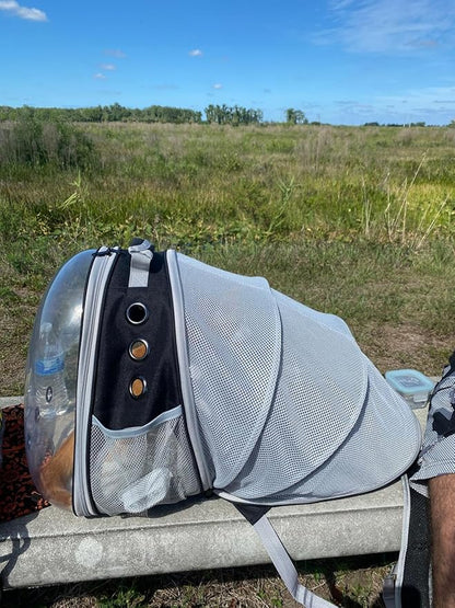 Back Expandable Cat Backpack Carrier, Fit up to 12 lbs, Space Capsule Bubble - Image 5
