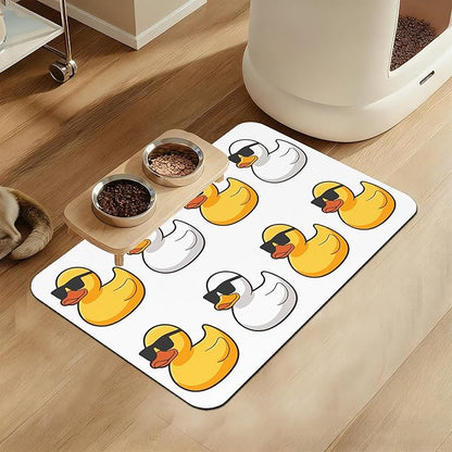 Cute Ducks Glasses Pet Feeding Mat by LUTASER