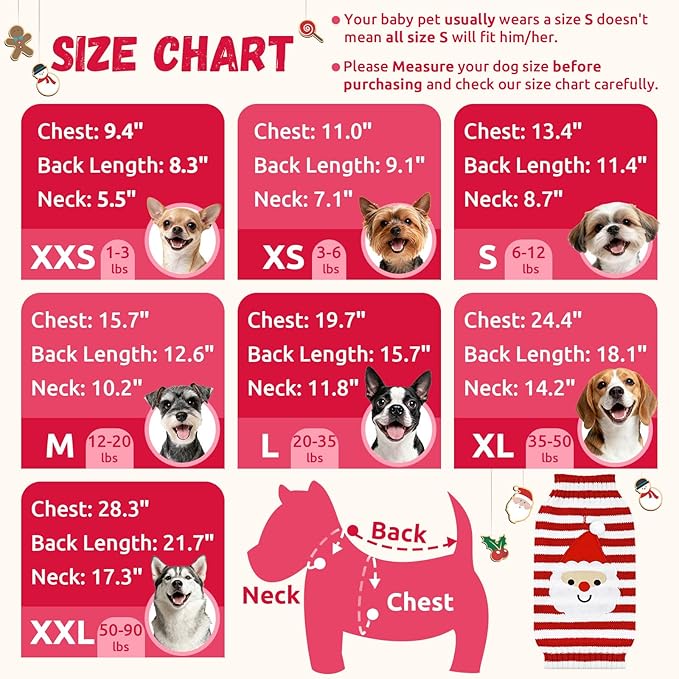 Dog Christmas Sweater Xmas Pet Clothes Cute Striped Santa Claus Costume Holiday - Image 8