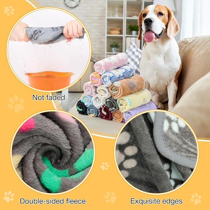 Chumia 18 Pcs Fleece Pet Blanket Soft Warm Sleep Mat Fluffy Cute Puppy Supplies - Image 3