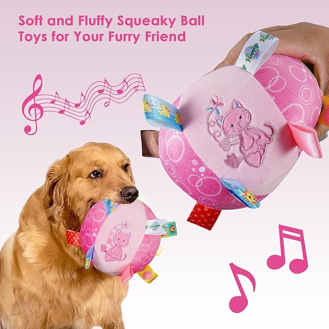 Dog Squeaky Plush Toy with Straps, 6-Inch Soft Stuffed Ball with Cotton - Image 6
