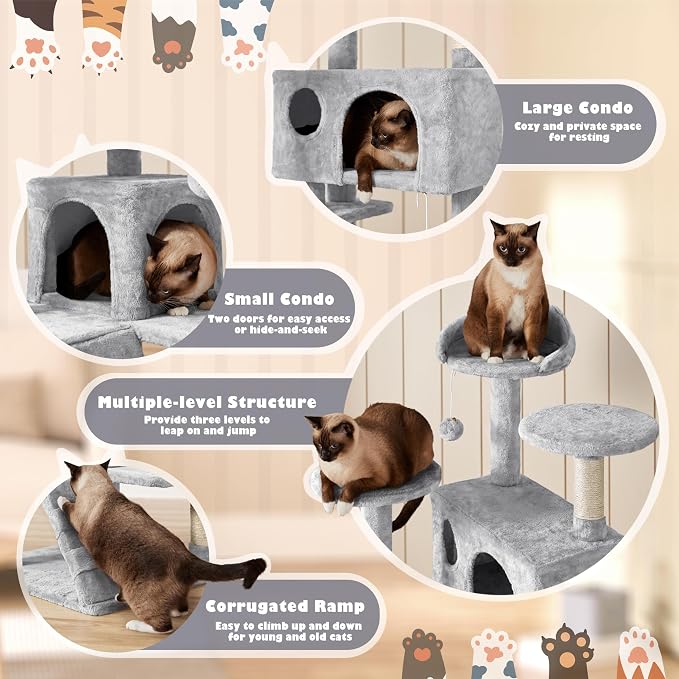 Yaheetech 54in Cat Tree Cat Tower w/Scratching Posts, Double Condos and - Image 3