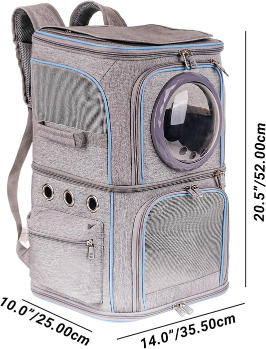 2-in-1 Pet Carrier Backpack for Two Cats or One Dog, Double-Layer 2 Compartment - Image 2