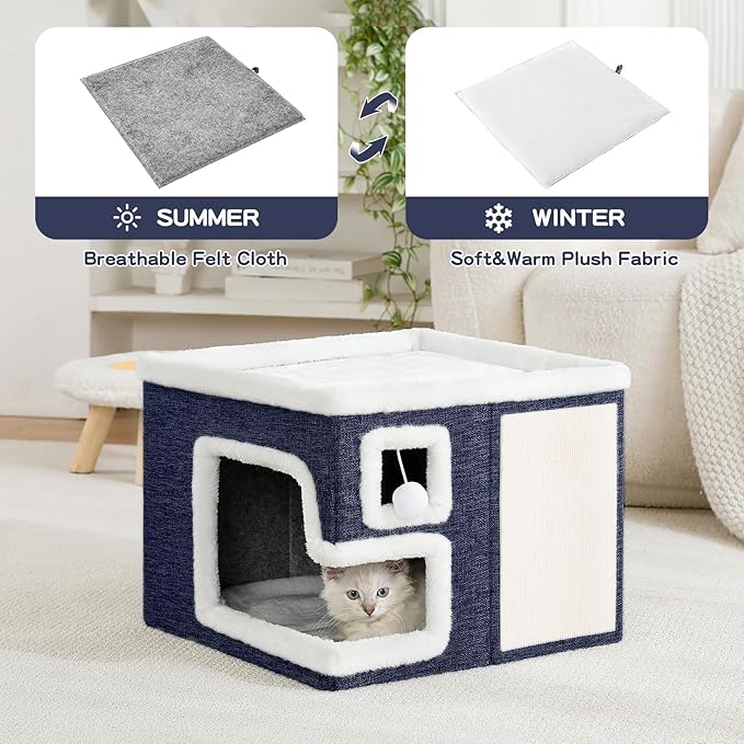 Cat Houses for Indoor Cats, Covered Cat Cave Bed - Image 4