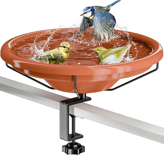 iBorn Bird Bath, Deck Mounted Bird Baths 12inch, Birdbath by iBorn