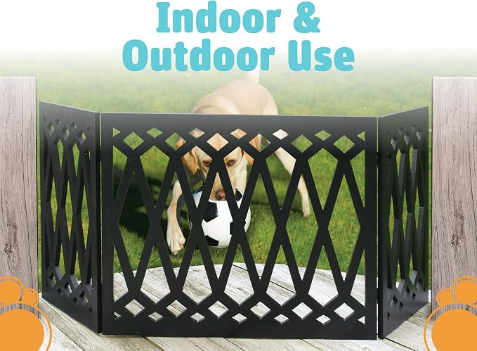 Etna 3-Panel Diamond Design Wood Pet Gate - Image 4