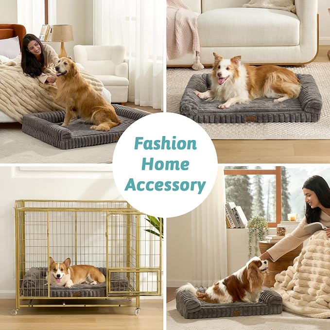 Cute Dog Bed for Medium Dogs, Faux Rabbit Fur Orthopedic Foam Dog Bed - Image 3