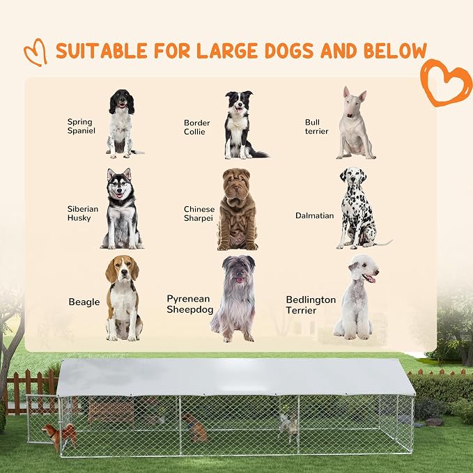 PawHut Outdoor Dog Kennel, Heavy Duty Dog Run Outdoor Fence - Image 3
