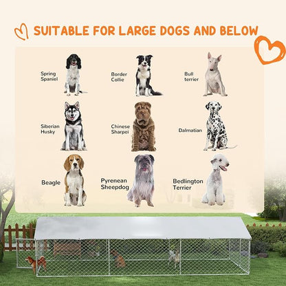 PawHut Outdoor Dog Kennel, Heavy Duty Dog Run Outdoor Fence - Image 3
