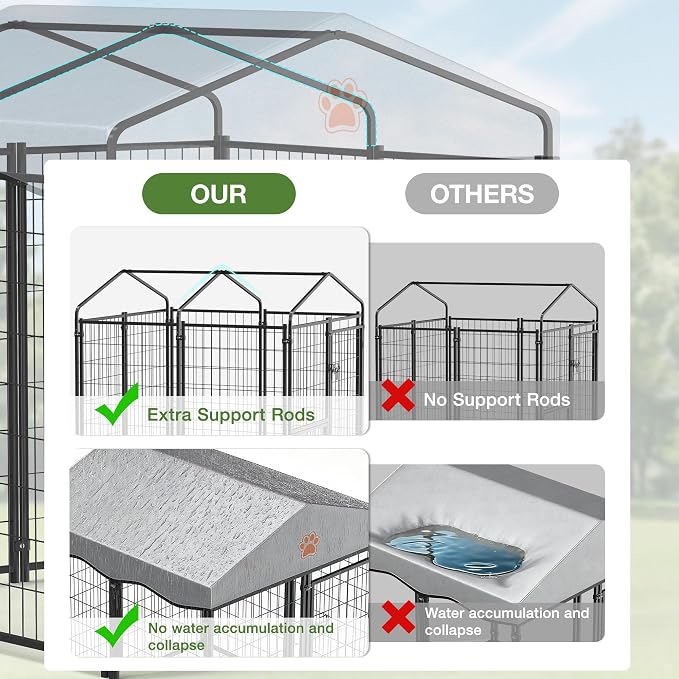 Mr IRONSTONE Outdoor Dog Kennel Heavy Duty Metal Dog Enclosure - Image 3