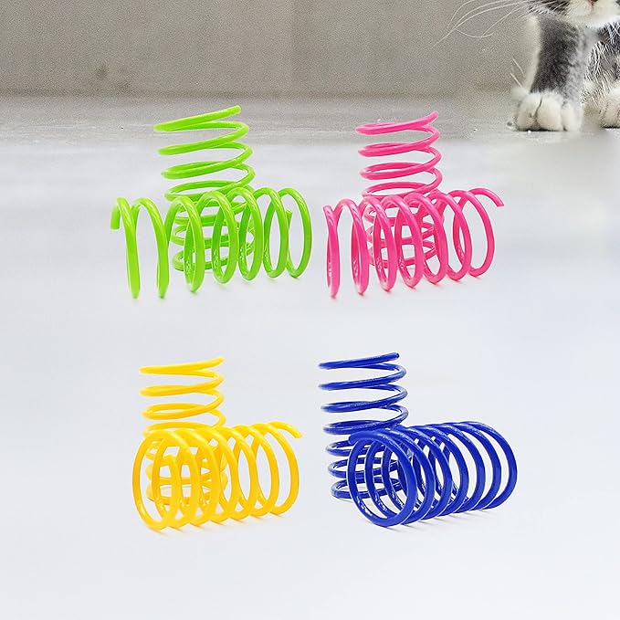 Cat Spring Toys 30 Packs, Plastic Colorful Springs Cat Toys - Image 4