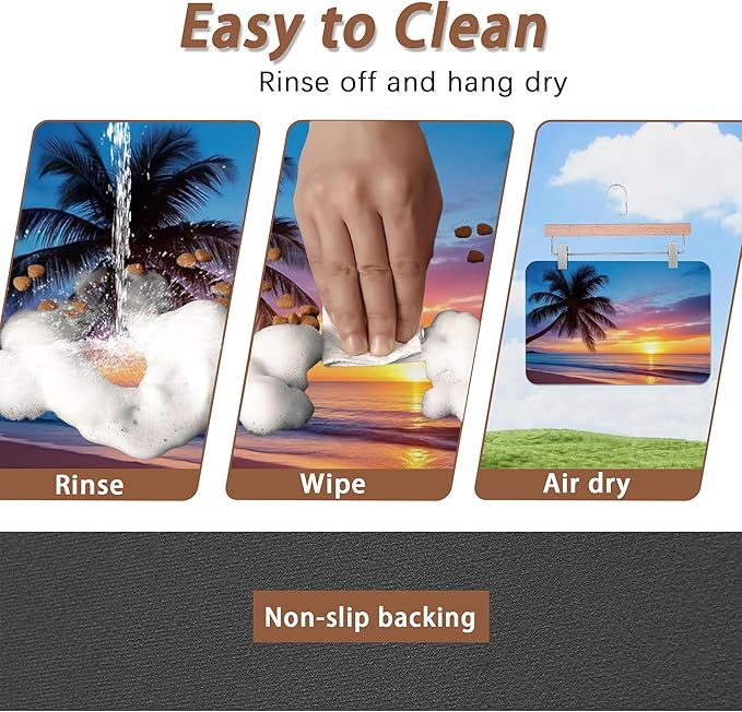 Tropical Palm Pet Feeding Mat, Sunset Trees Sea Beach Absorbent Quick-Dry Cat - Image 4