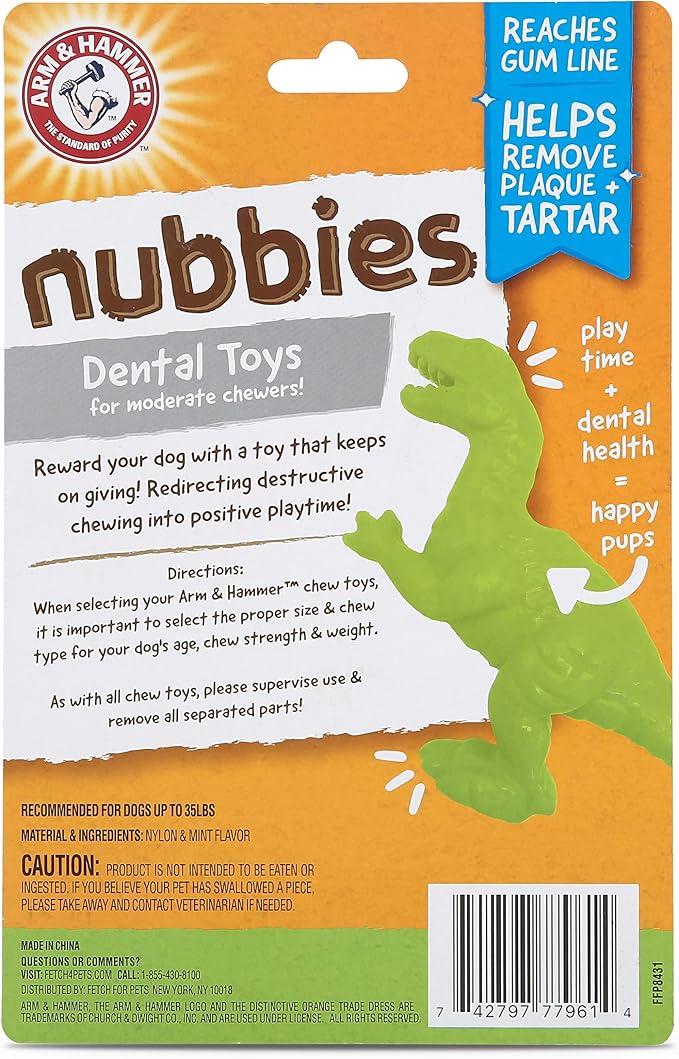 Arm & Hammer for Pets Nubbies Dental Toys T-Rex Dental Chew Toy for Dogs Best - Image 8