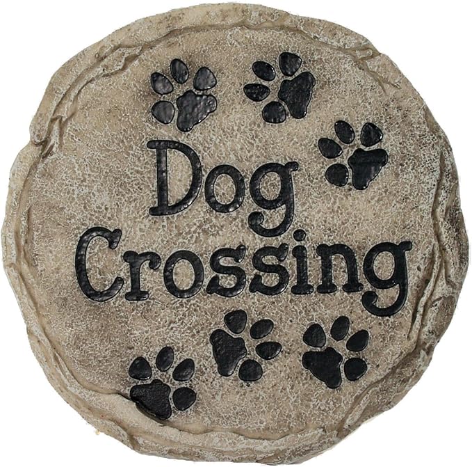Spoontiques - Garden Décor - Dog Crossing Stepping Stone - Decorative Stone by Spoontiques
