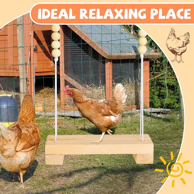 Jorewood 40cm Natural Wooden Chicken Swing Perch - Image 4