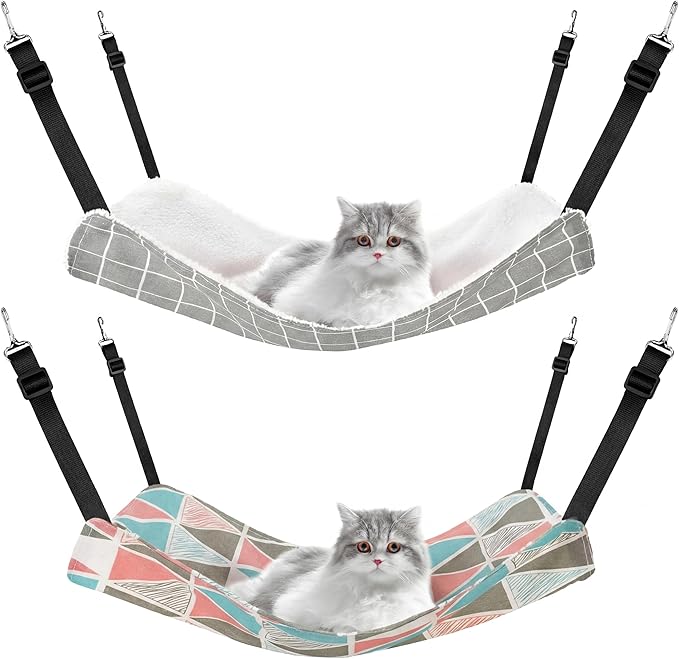 Jetec 2 Pack Cat Hammock for Cage, Catio Accessories Reversible Soft Cats Bed by Jetec