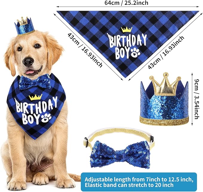 Dog Birthday Party Supplies, Dog Birthday Hat Bandana Scarf - Image 4