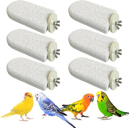 PINVNBY 6 PCS Large Bird Cage Perch Natural Parrot Beak Grinding Stone Calcium by PINVNBY