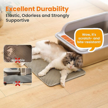 Small Cat Litter Mat, 20x14’’ Double Layer Honeycomb Cat Litter Box Mat - Image 5