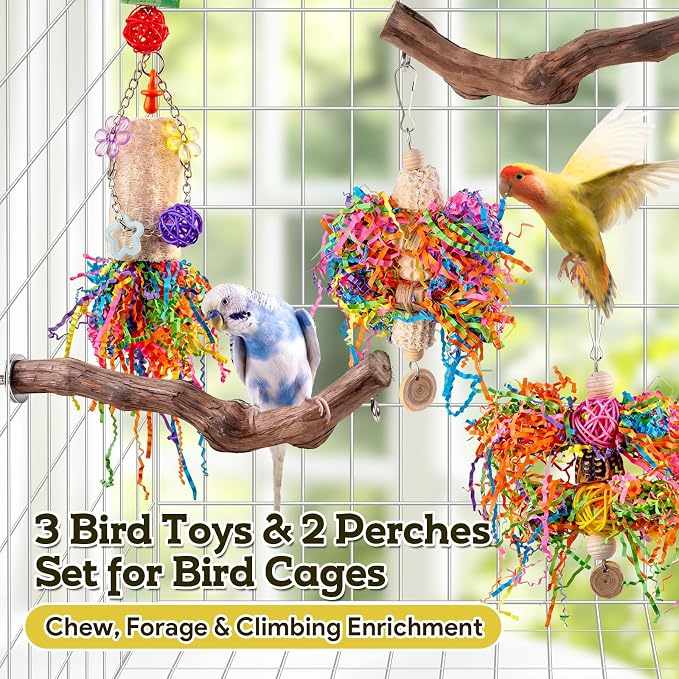 Bird Toys, Parakeet Foraging Toys, Hanging Chewing Toys - Image 2