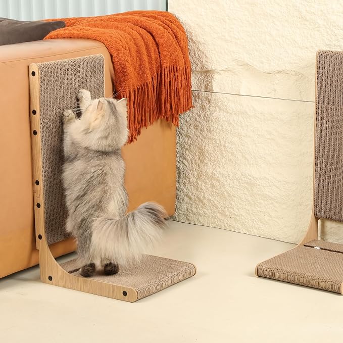 Zakkart 2-Pack Cat Scratching Board, 25.6'' Tall Cardboard L Shape Vertical Cat - Image 6