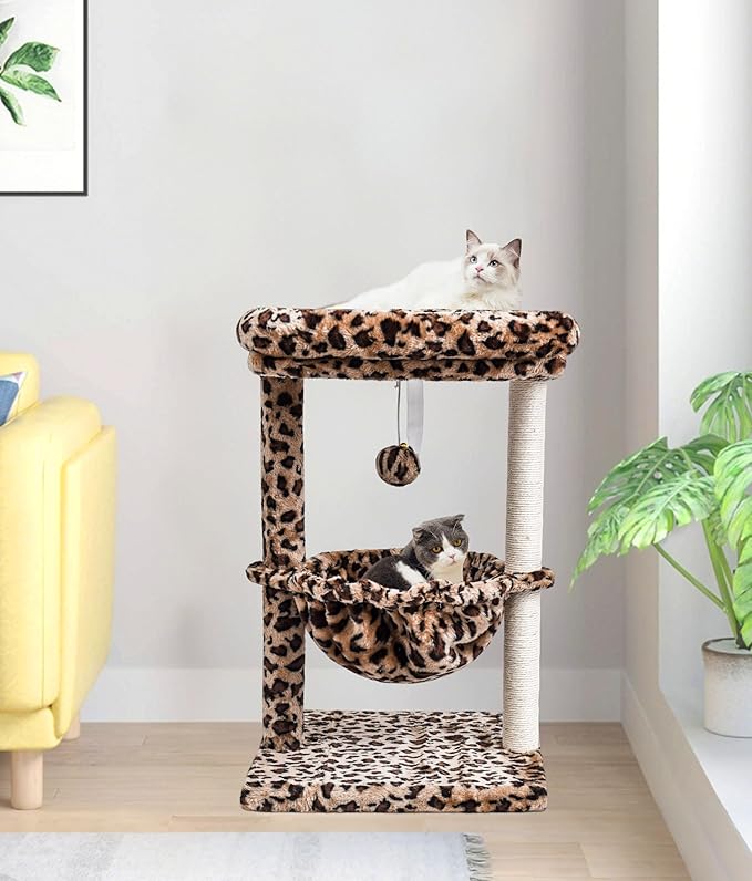 SYANDLVY Small Cat Tree for Indoor Cats, Unique Cheetah Leopard Print Cat Tree - Image 7