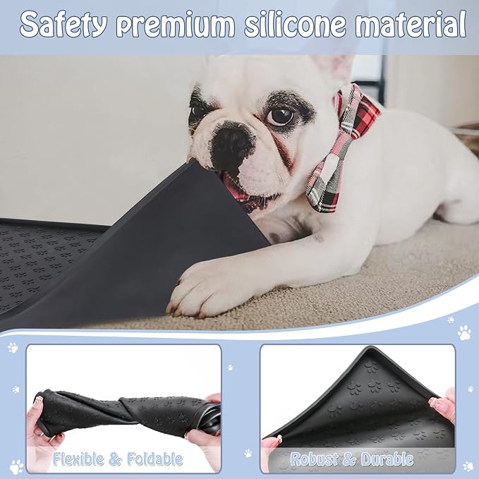 Dog Cat Pet Food Mat for Floor Dog Feeding Bowl Mat for Food and Water Raised - Image 5