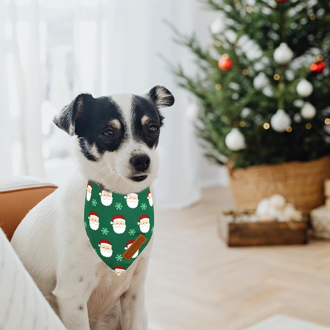 Realeaf Christmas Dog Bandanas 2 Pack, Snowflake and Santa Claus Dog Scarf - Image 6