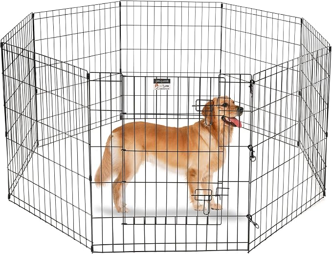 Dog Playpen - Foldable Metal Exercise Puppy Play Pen - Indoor/Outdoor Pen with by PETMAKER