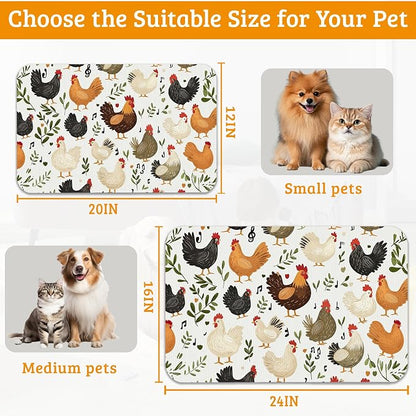 Dog Bowl Mat, Chickens Roosters Pet Feeding Mat - Image 6
