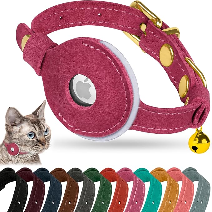OOPSDOGGY Reflective Leather AirTag Cat Collar by OOPSDOGGY