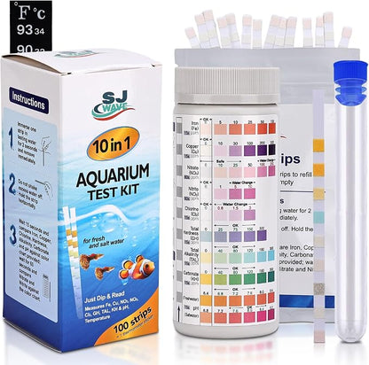 10 in 1 - Aquarium Test Strips | 100 Fast & Accurate Strips | Fish Tank by SJWAVE