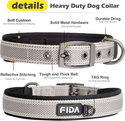 Fida Heavy Duty Dog Collar, Ultra Comfortable Soft Neoprene Padded, Adjustable - Image 3
