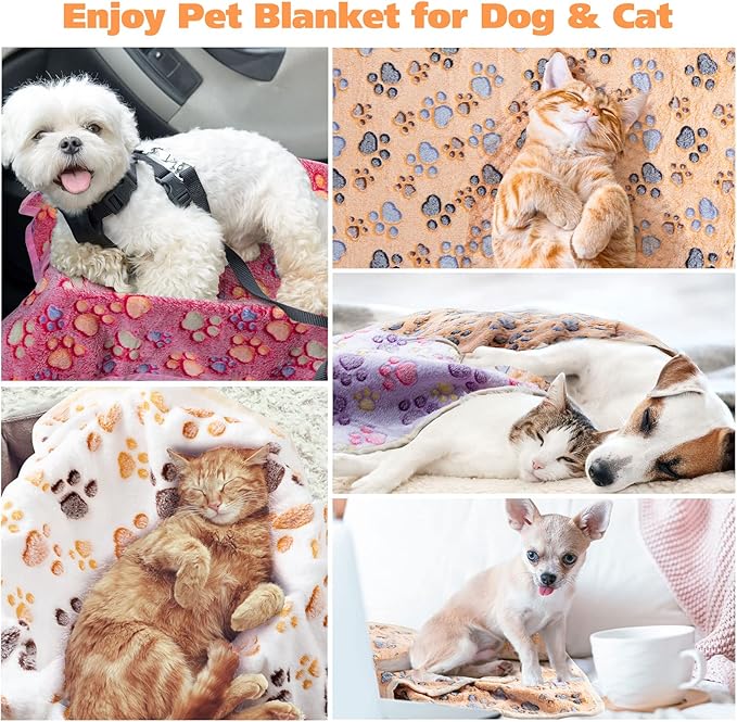 Chumia 40 Pcs Blankets Soft Fluffy Fleece Washable Pet Dog Sleep mat Paw Print - Image 6
