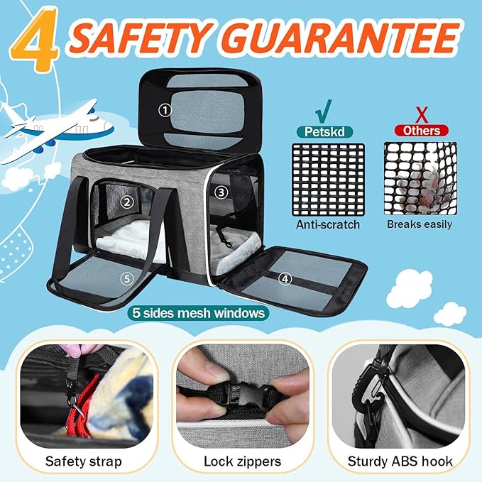 Petskd Top-Expandable Pet Carrier 18x13x9.5 Inches Southwest Airline Approved - Image 5