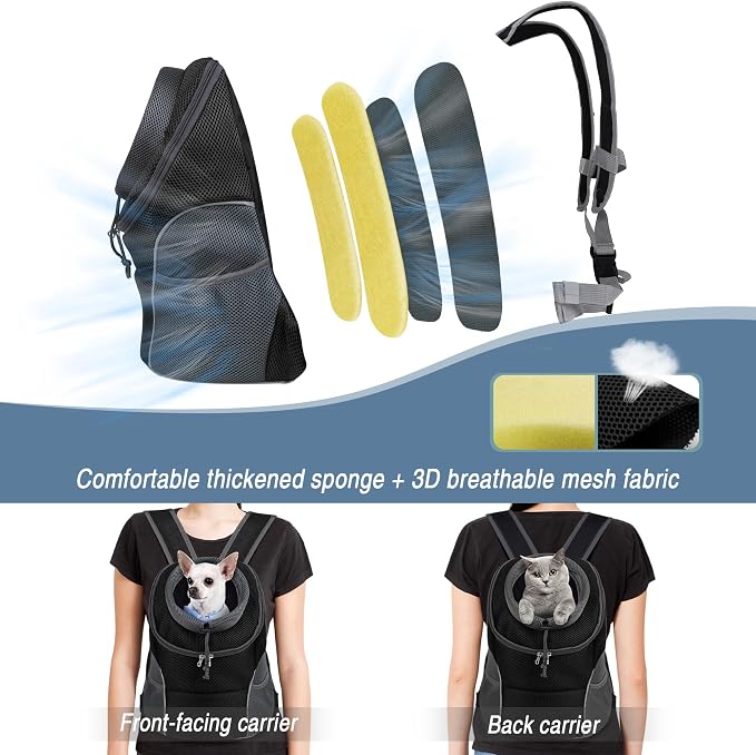 WOYYHO Pet Dog Carrier Backpack Small Dog Front Backpack Ventilated Dog Carrier - Image 6