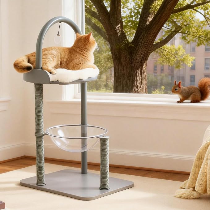 Modern Cat Tree Tower for Indoor Cats up to 12lbs, Wood Cat Bed - Image 9