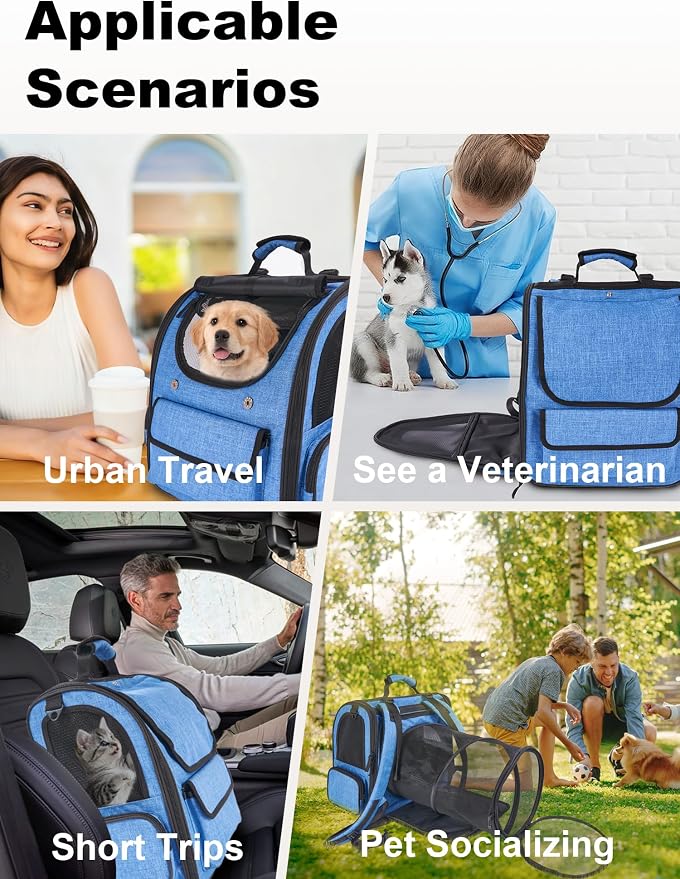 Large Cat Carrier with Tunnel Extension, Portable Small Dog Backpack with - Image 8