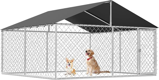 Petonly Outdoor Dog Enclosure Heavy Duty Dog Kennel House Mesh Dog Big Cage Pet by Petony