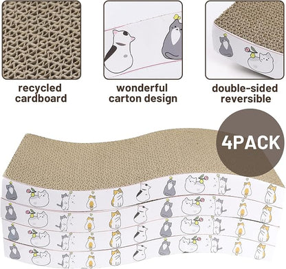 PatiencET Cat Scratcher Cardboard 4 Pack Cat Scratch Pad Reversible Scratcher - Image 3