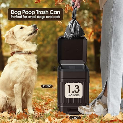 CEROELDA Small Trash Can with Lid-5L/1.3 Gal, Stainless Steel Outdoor Dog Poop - Image 3