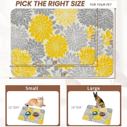 Dahlia Dog Cat Food Mat, Non-Slip Water Bowl Placemat, Indoor Pet Accessories - Image 2
