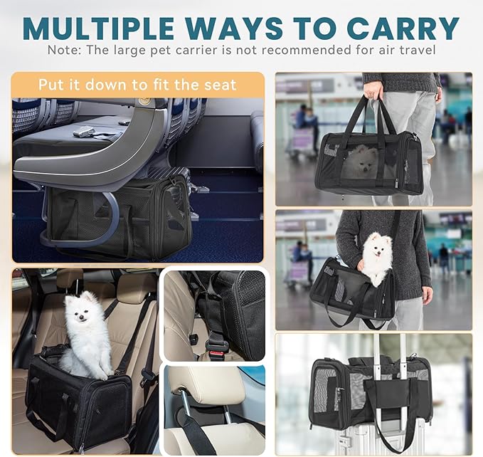 19 x 12 x 12 Large Cat Car Carrier – Roomy Escape-Proof Cat Car Seat - Image 3