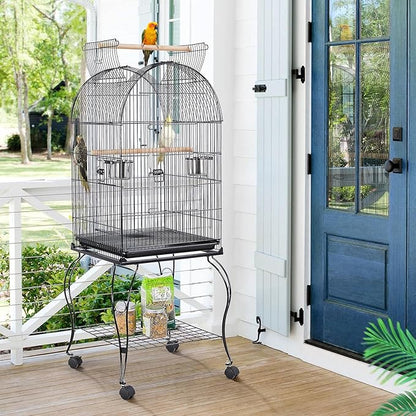 Yaheetech 59-Inch Rolling Standing Medium Dome Open Top Bird Cage - Image 7