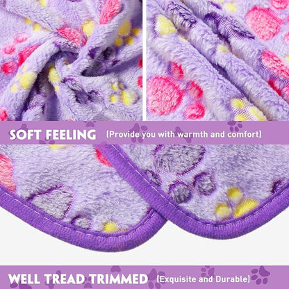 Tatuo 4 Pcs Dog Blanket for Pet Puppy Teething Toys Paw Print Fleece Blanket - Image 2